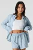 Linen Button-Up Long Sleeve Top sold by Urban Planet