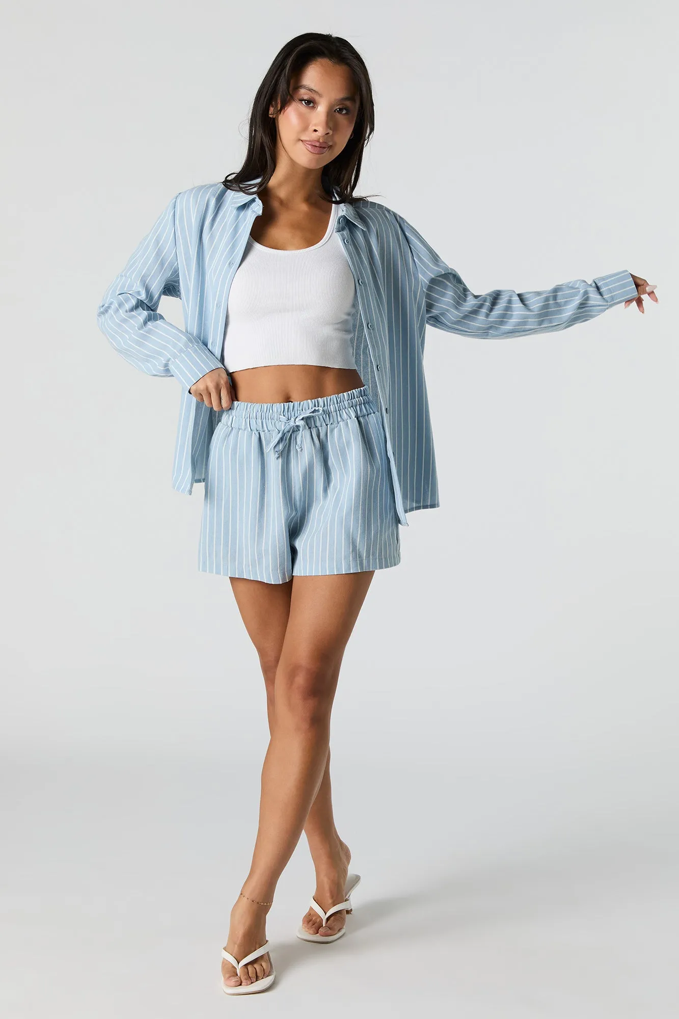 Linen Button-Up Long Sleeve Top sold by Urban Planet product image thumbnail 3