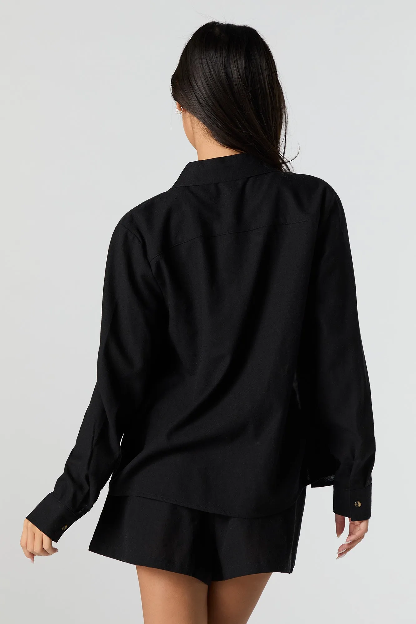 Linen Button-Up Long Sleeve Top sold by Urban Planet product image thumbnail 5