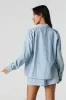 Linen Button-Up Long Sleeve Top sold by Urban Planet