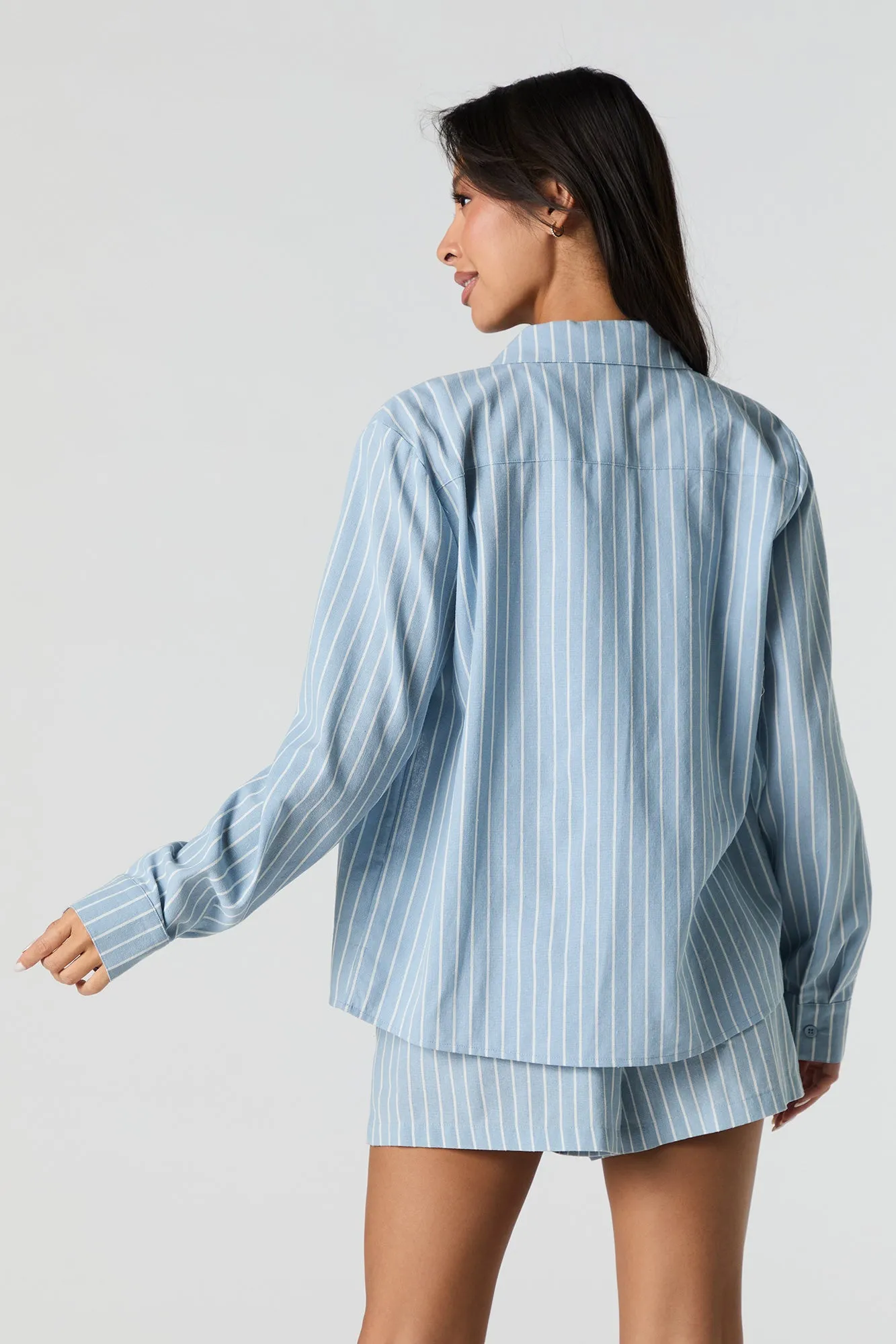 Linen Button-Up Long Sleeve Top sold by Urban Planet product image thumbnail 2