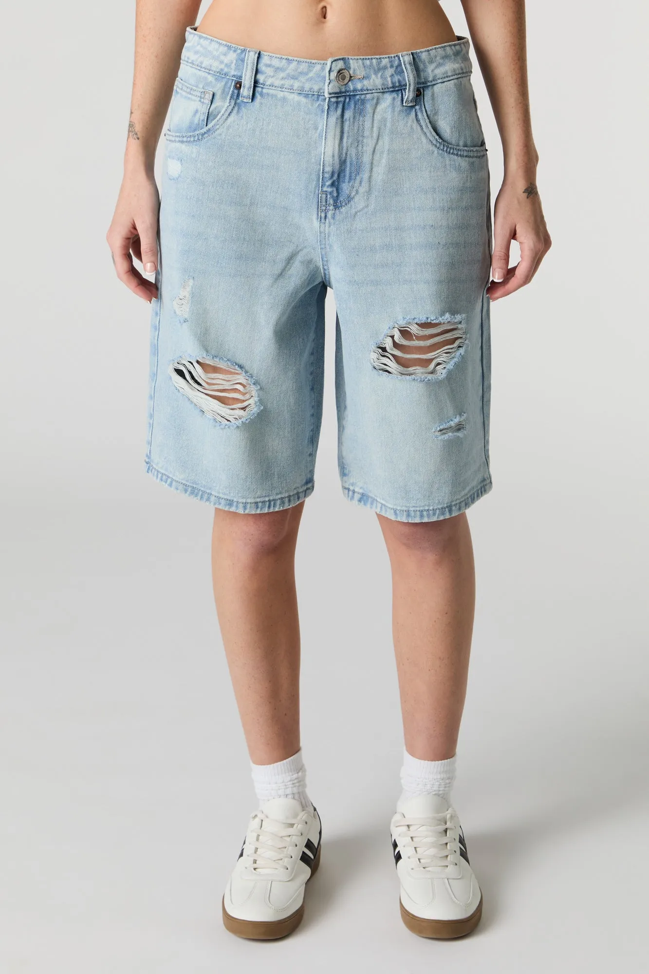 Light Wash Distressed Jort sold by Urban Planet product image thumbnail 2