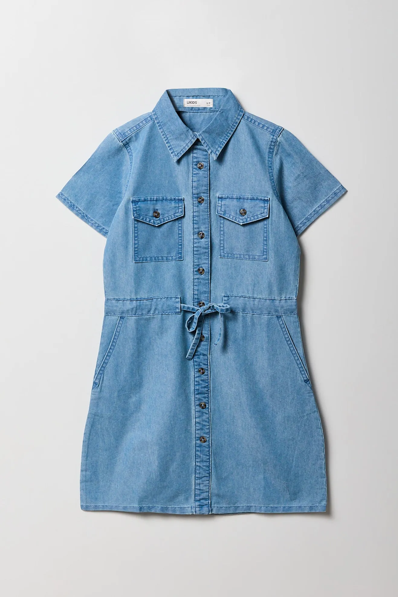 Girls Button-Up Chambray Collared Dress sold by Urban Planet