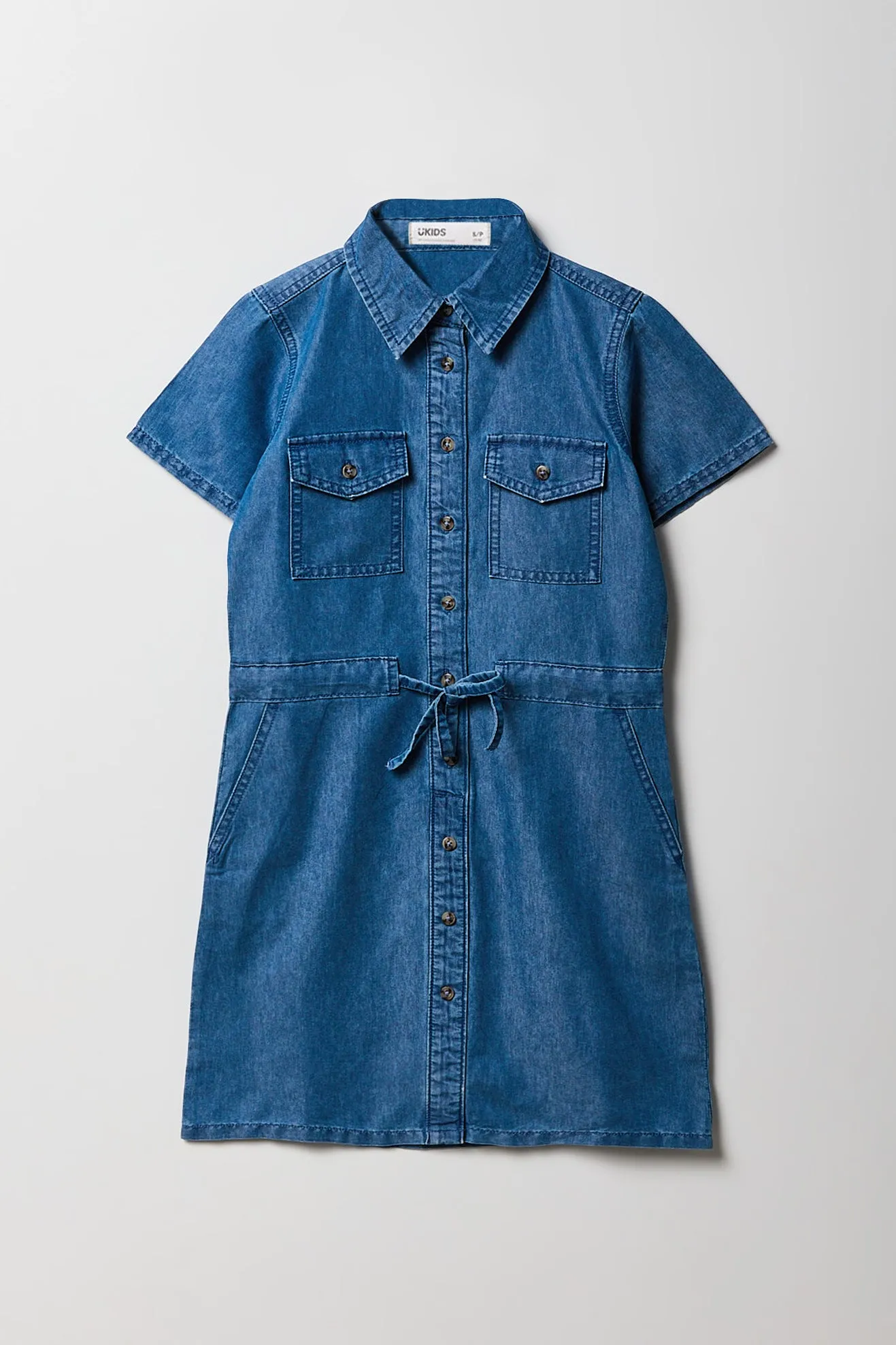 Girls Button-Up Chambray Collared Dress sold by Urban Planet product image thumbnail 3