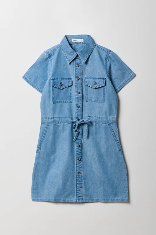 Robe boutonnée en chambray avec col pour fille sold by Urban Planet