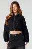 Denim Cropped Zip-Up Hoodie sold by Urban Planet
