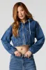 Denim Cropped Zip-Up Hoodie sold by Urban Planet