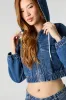 Denim Cropped Zip-Up Hoodie sold by Urban Planet