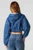 Denim Cropped Zip-Up Hoodie sold by Urban Planet