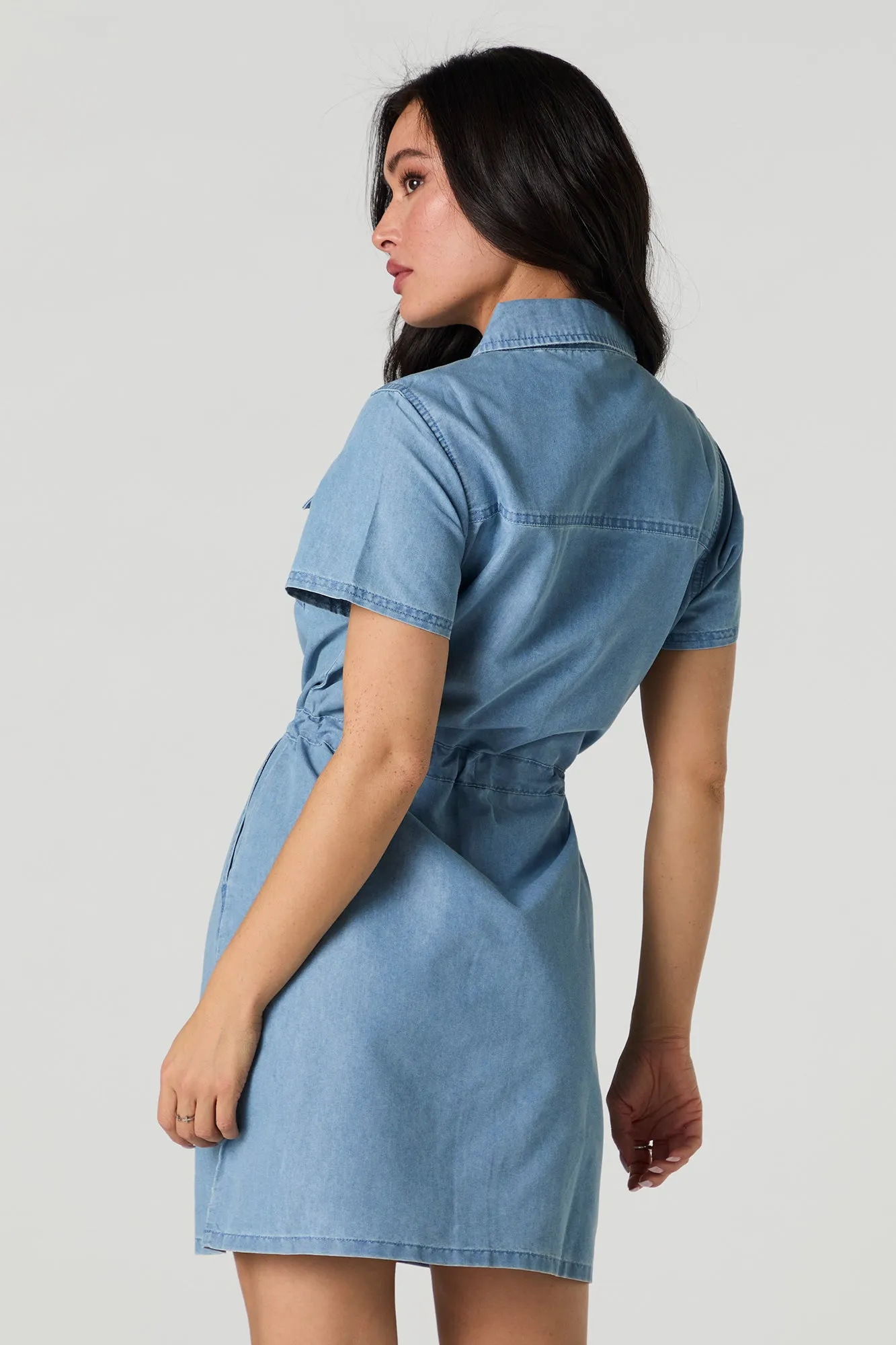 Button-Up Collared Denim Dress sold by Urban Planet product image thumbnail 5