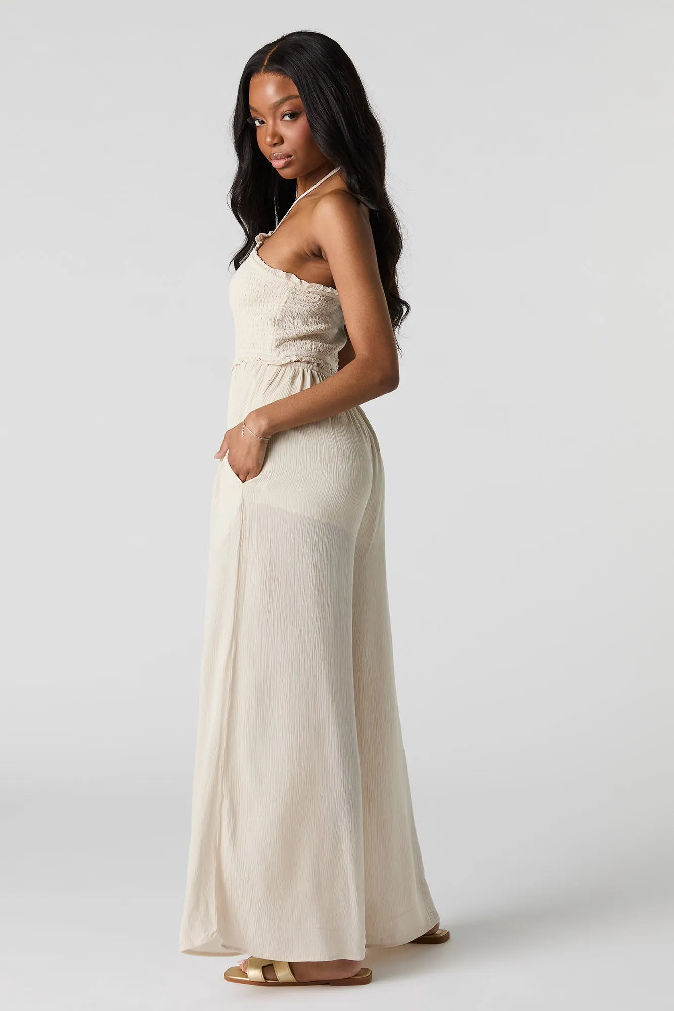 Halter Neck Wide Leg Jumpsuit sold by Urban Planet product image thumbnail 5