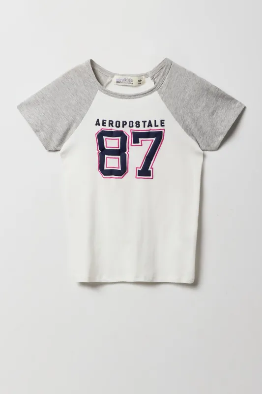 Girls Aeropostale 87 Puff Print Raglan T-Shirt sold by Urban Planet