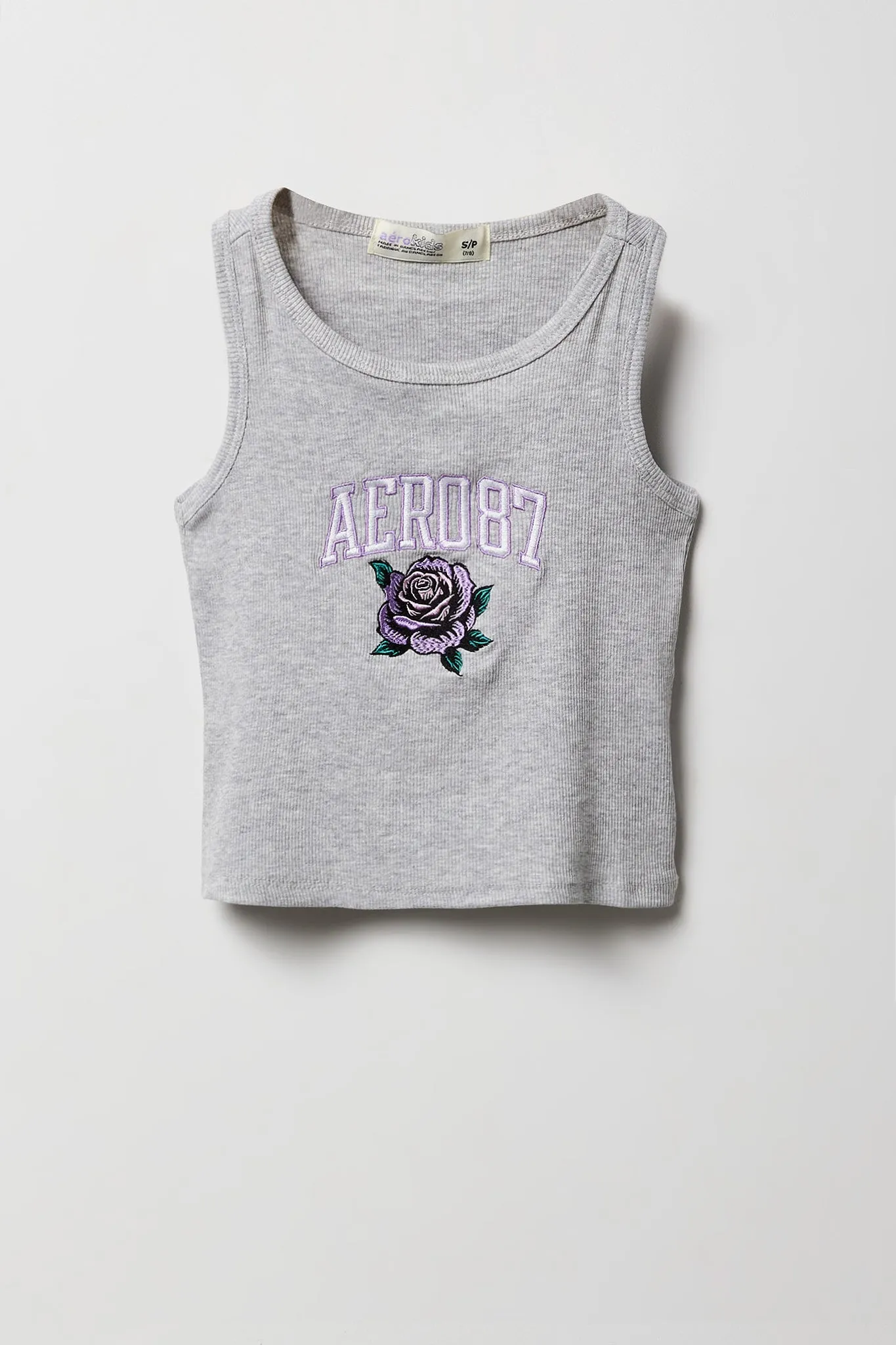 Débardeur côtelé avec motif brodé Aero 87 Rose pour fille sold by Urban Planet