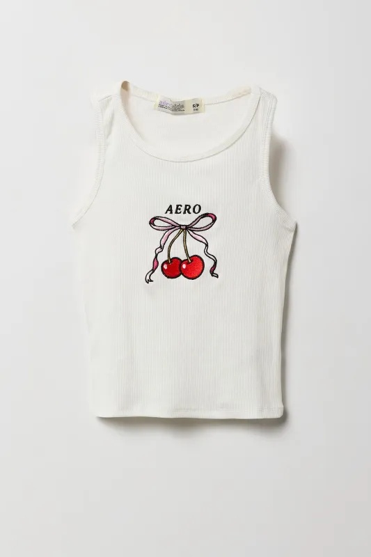 Débardeur côtelé avec motif brodé Aero Cherry Bow pour fille sold by Urban Planet