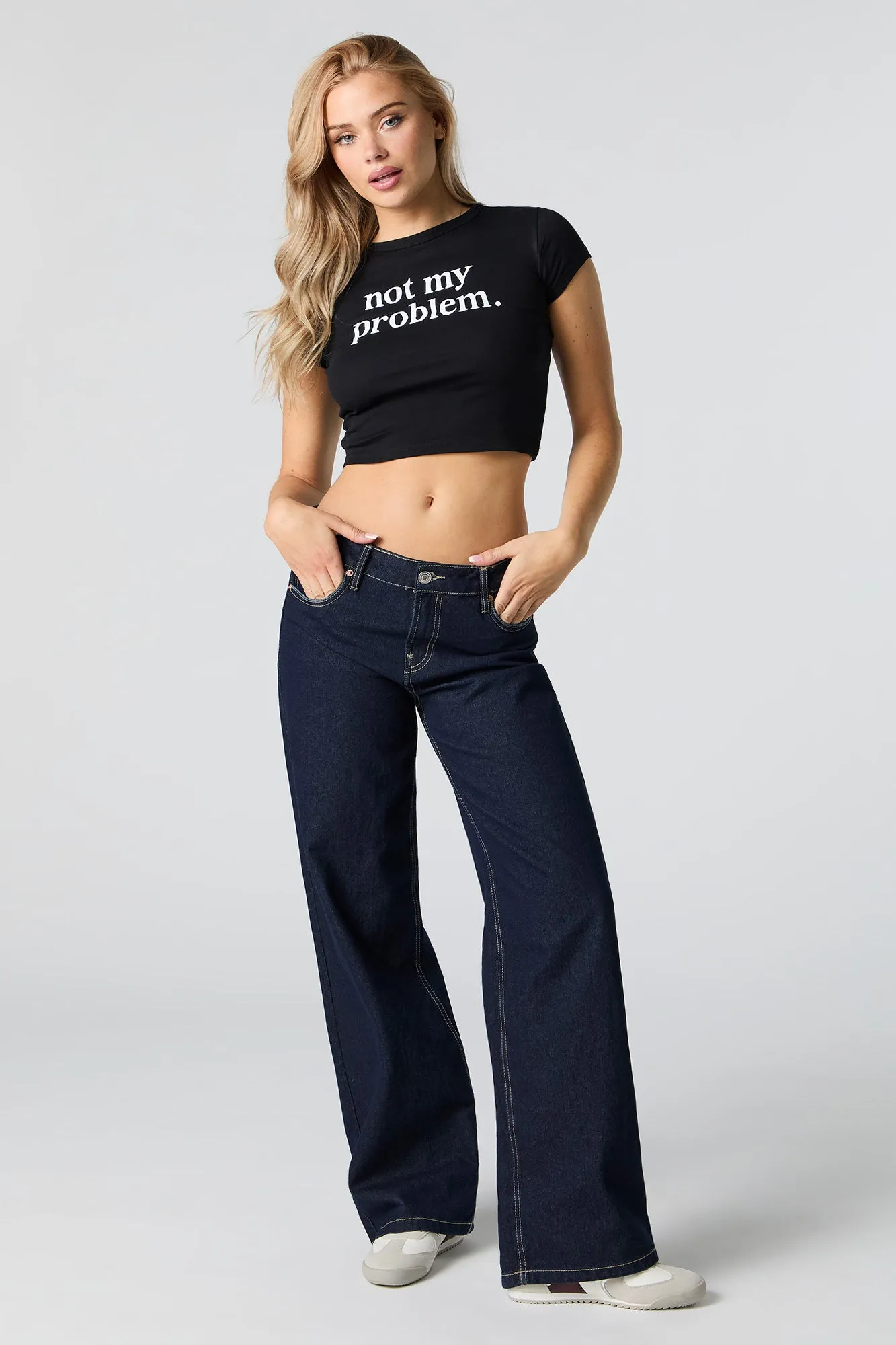 T-shirt ultracourt à imprimé Not My Problem sold by Urban Planet product image thumbnail 3