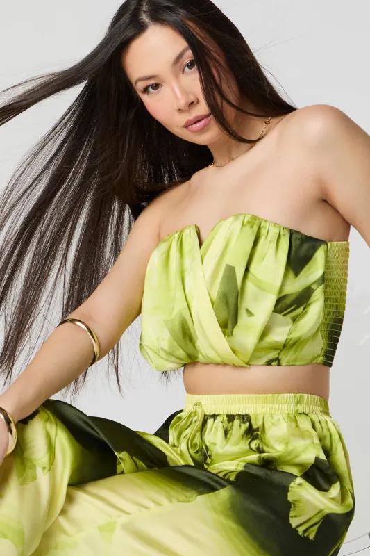 Satin Pleated Cropped Tube Top sold by Urban Planet