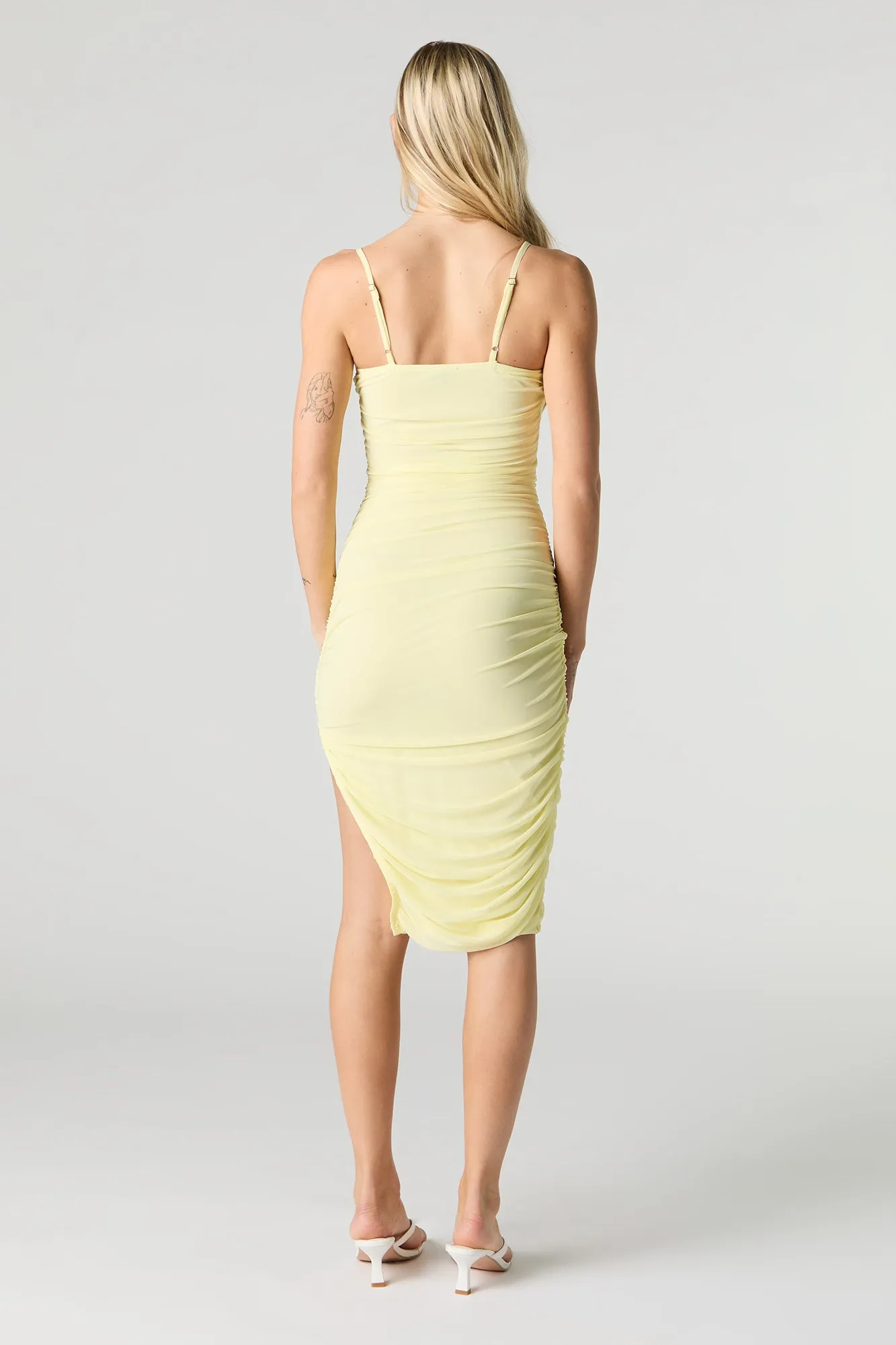 Mesh Ruched Slit Midi Dress sold by Urban Planet product image thumbnail 3