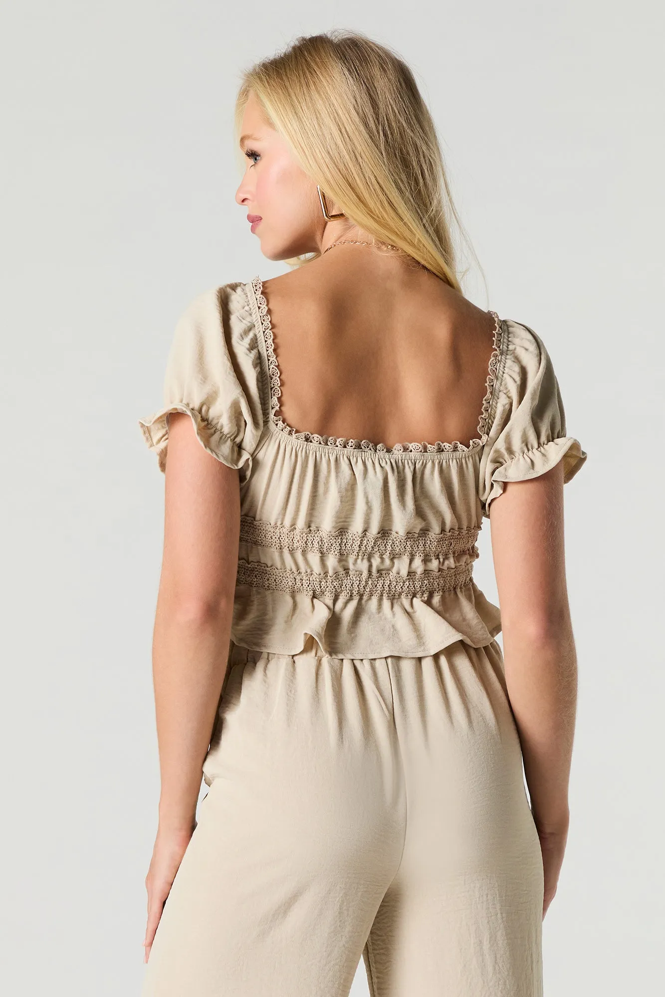 Tie Front Lace Trim Crop Top sold by Urban Planet product image thumbnail 2