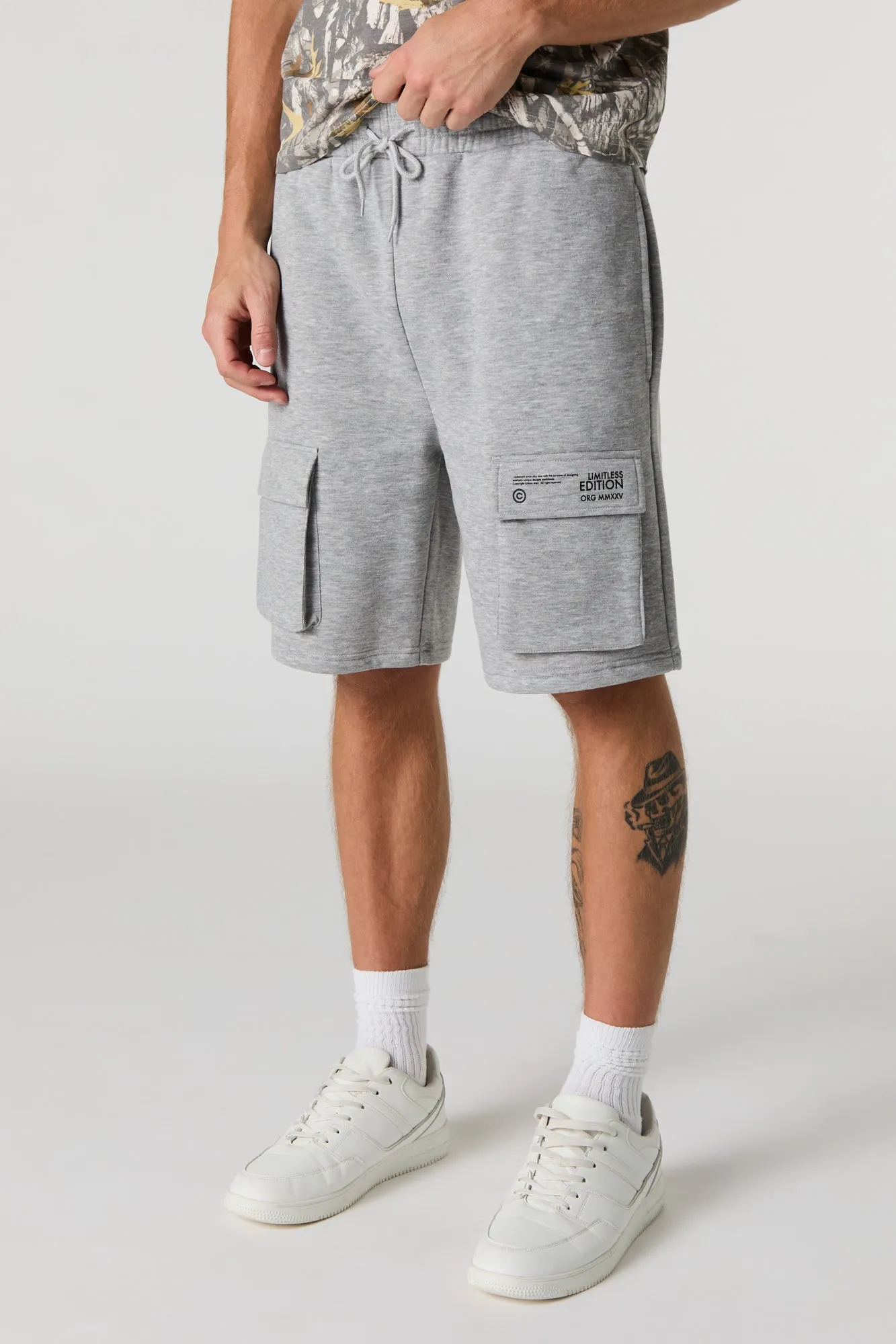 Limitless Edition Graphic Fleece Cargo Short sold by Urban Planet