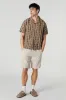 Striped Button-Up Short Sleeve Top sold by Urban Planet