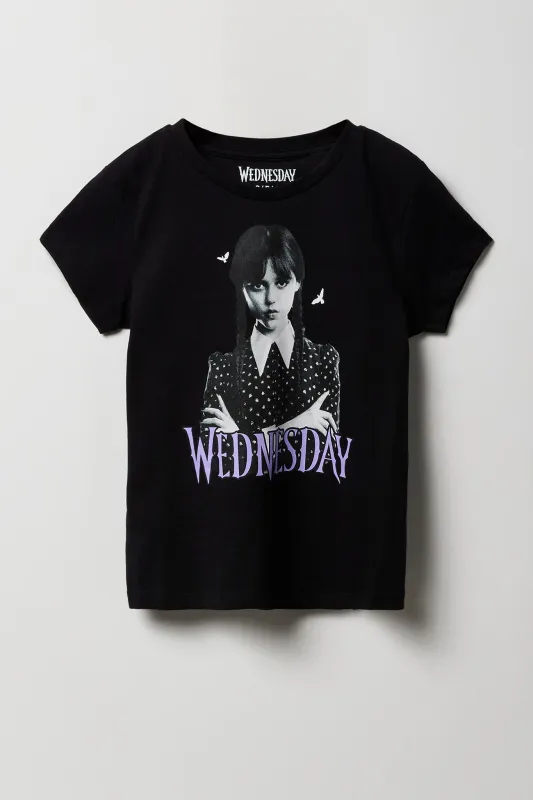 T-shirt à imprimé Wednesday Addams pour fille sold by Urban Planet