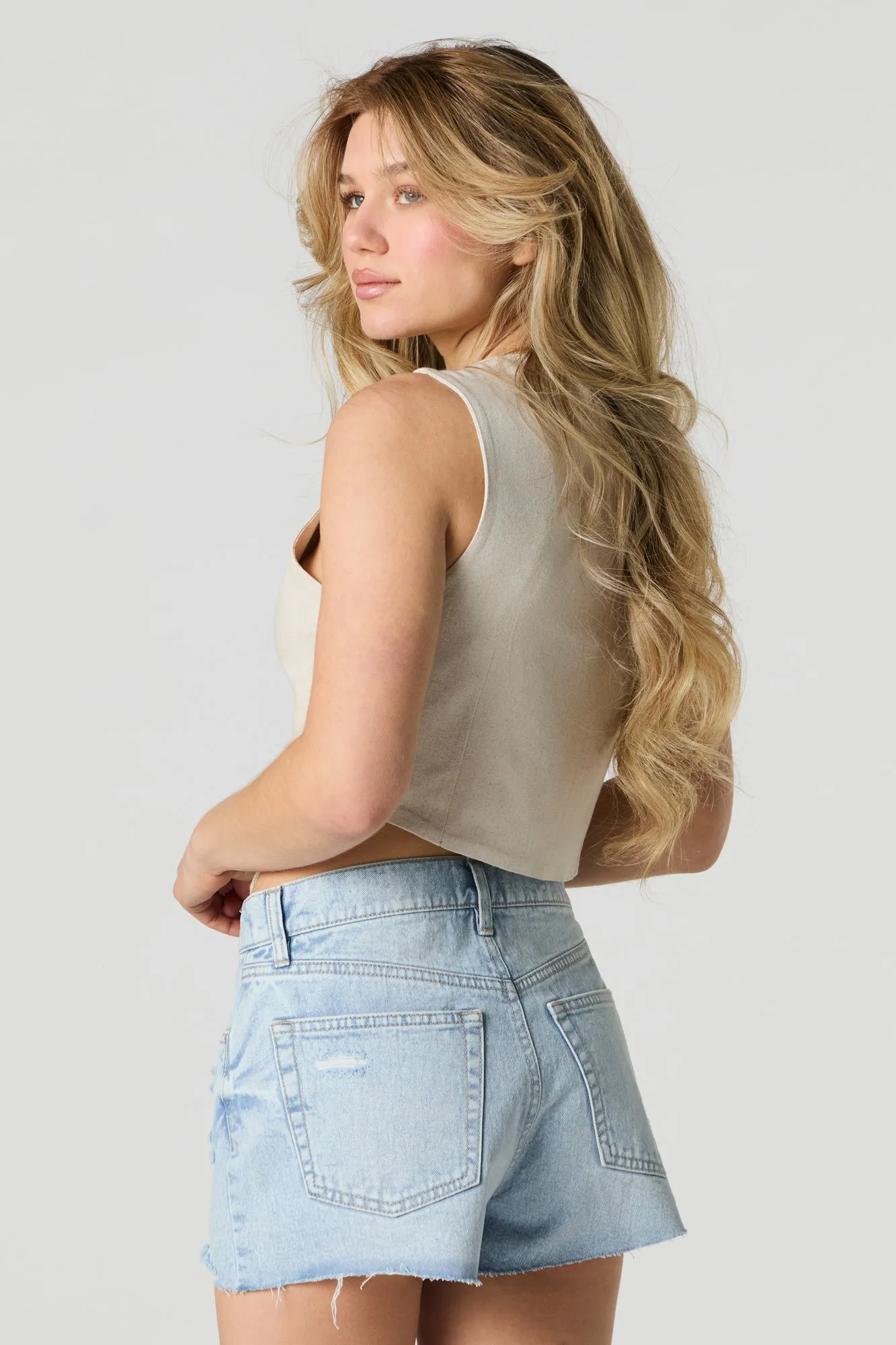 Light Wash Distressed Denim Short sold by Urban Planet product image thumbnail 2