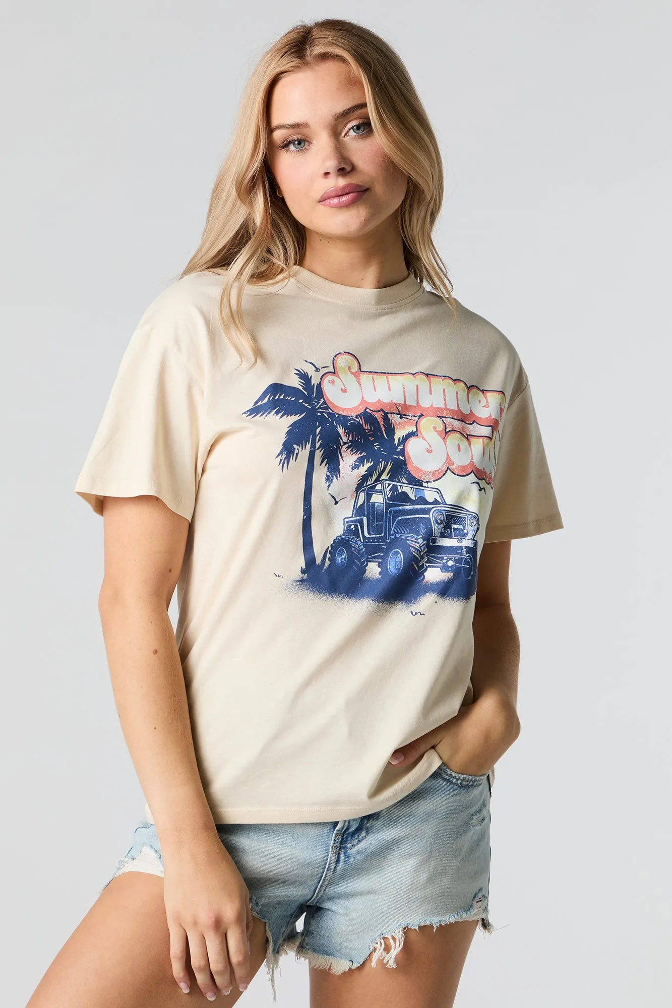 T-shirt de coupe garçonne à imprimé Summer Soul sold by Urban Planet
