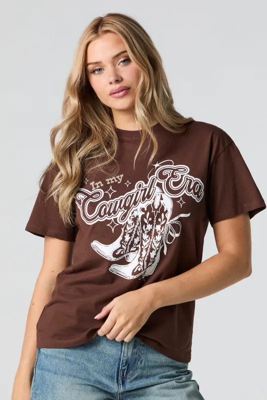 T-shirt de coupe garçonne à imprimé Cowgirl Era sold by Urban Planet