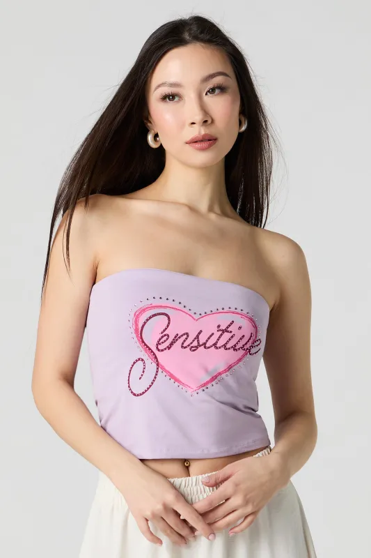 Rhinestone Graphic Tube Top sold by Urban Planet
