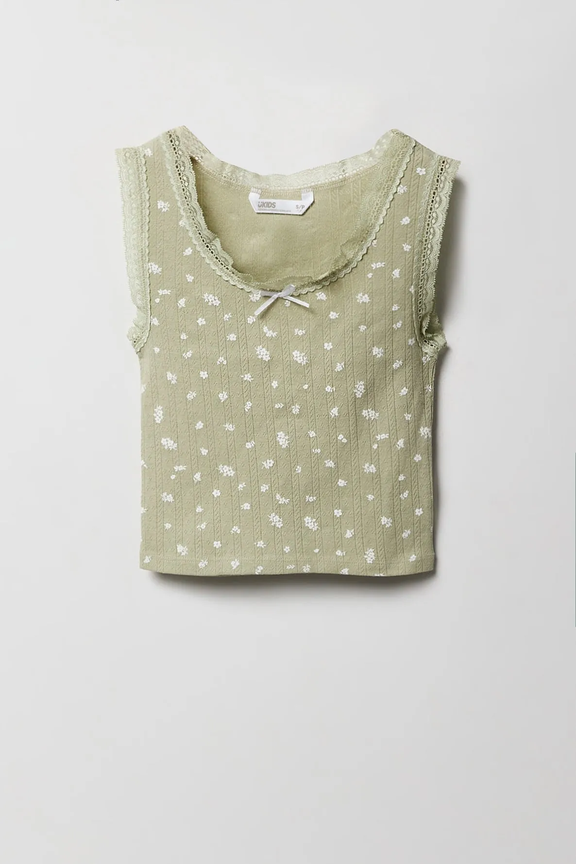 Débardeur en pointelle et dentelle avec micromotifs pour fille sold by Urban Planet