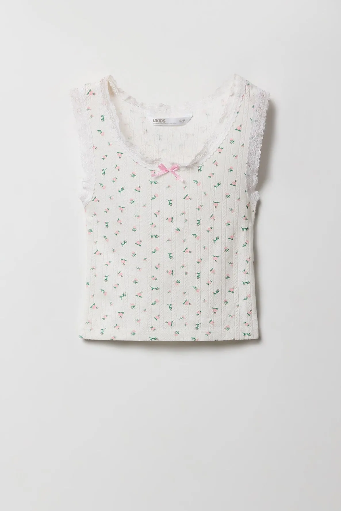 Débardeur en pointelle et dentelle avec micromotifs pour fille sold by Urban Planet product image thumbnail 5