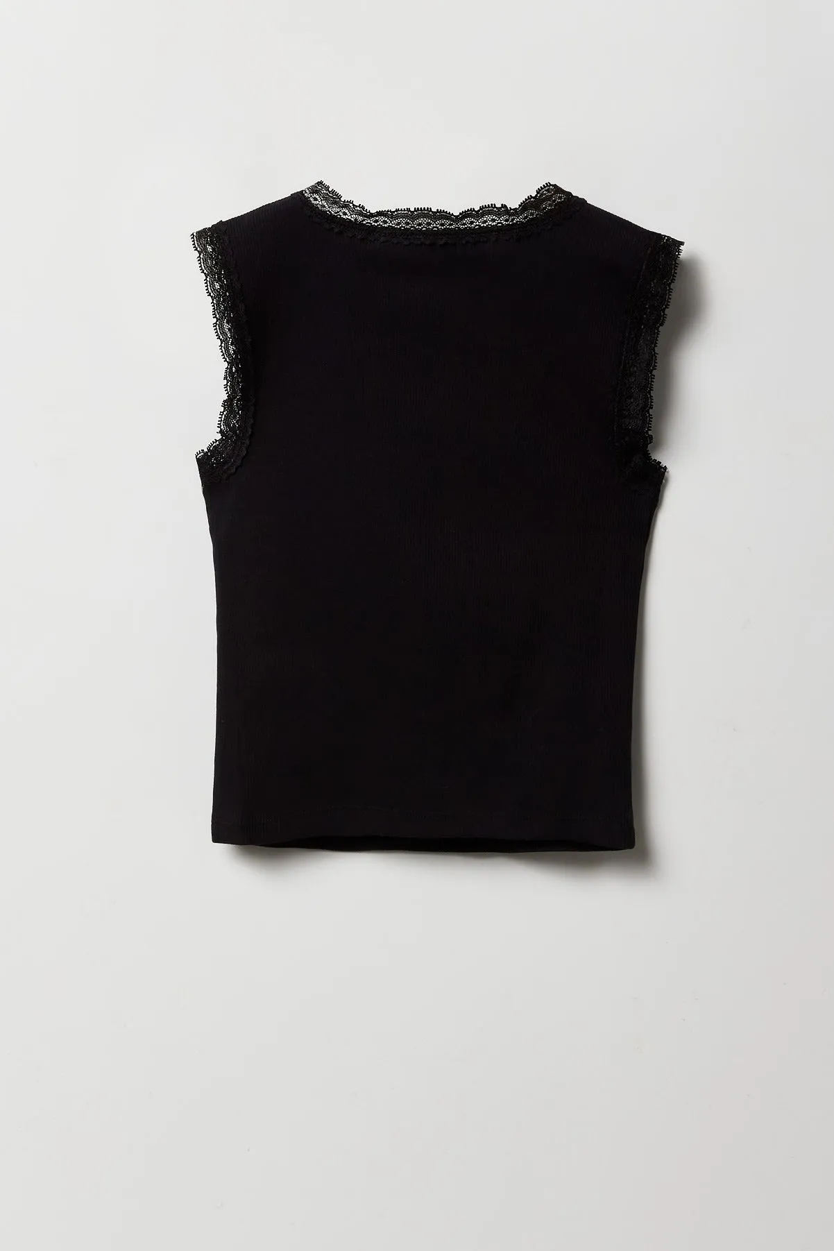 Girls City Graphic Ribbed Lace Trim Tank sold by Urban Planet product image thumbnail 2