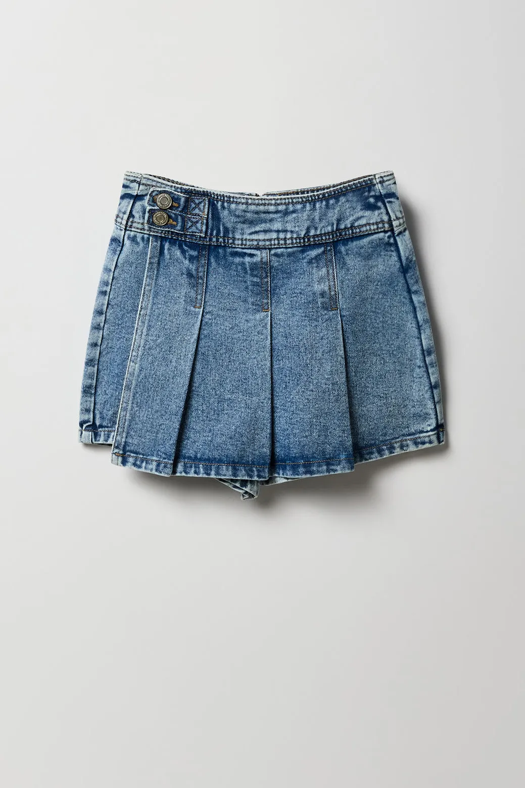 Girls Pleated Denim Skort sold by Urban Planet