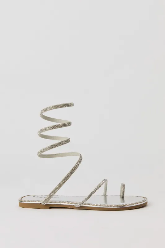 Rhinestone Spiral Strap Sandal sold by Urban Planet