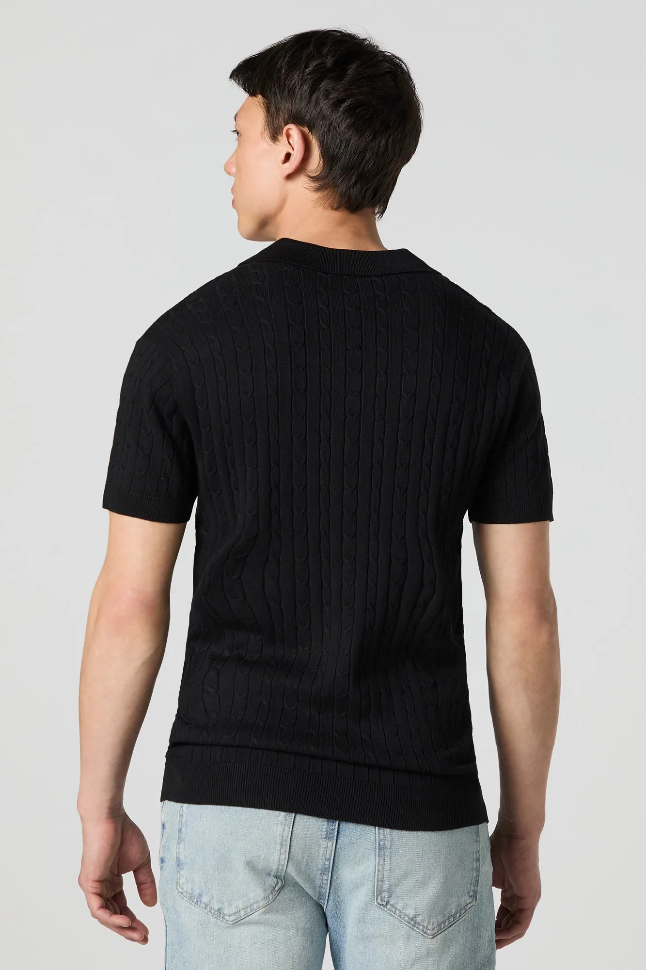 Cable Knit Collared V-neck Top sold by Urban Planet product image thumbnail 5