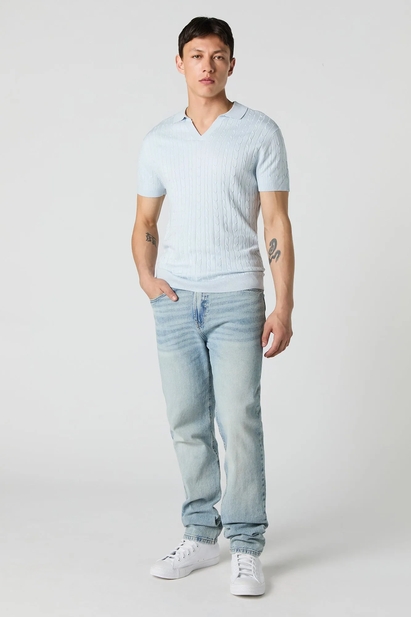 Cable Knit Collared V-neck Top sold by Urban Planet product image thumbnail 3