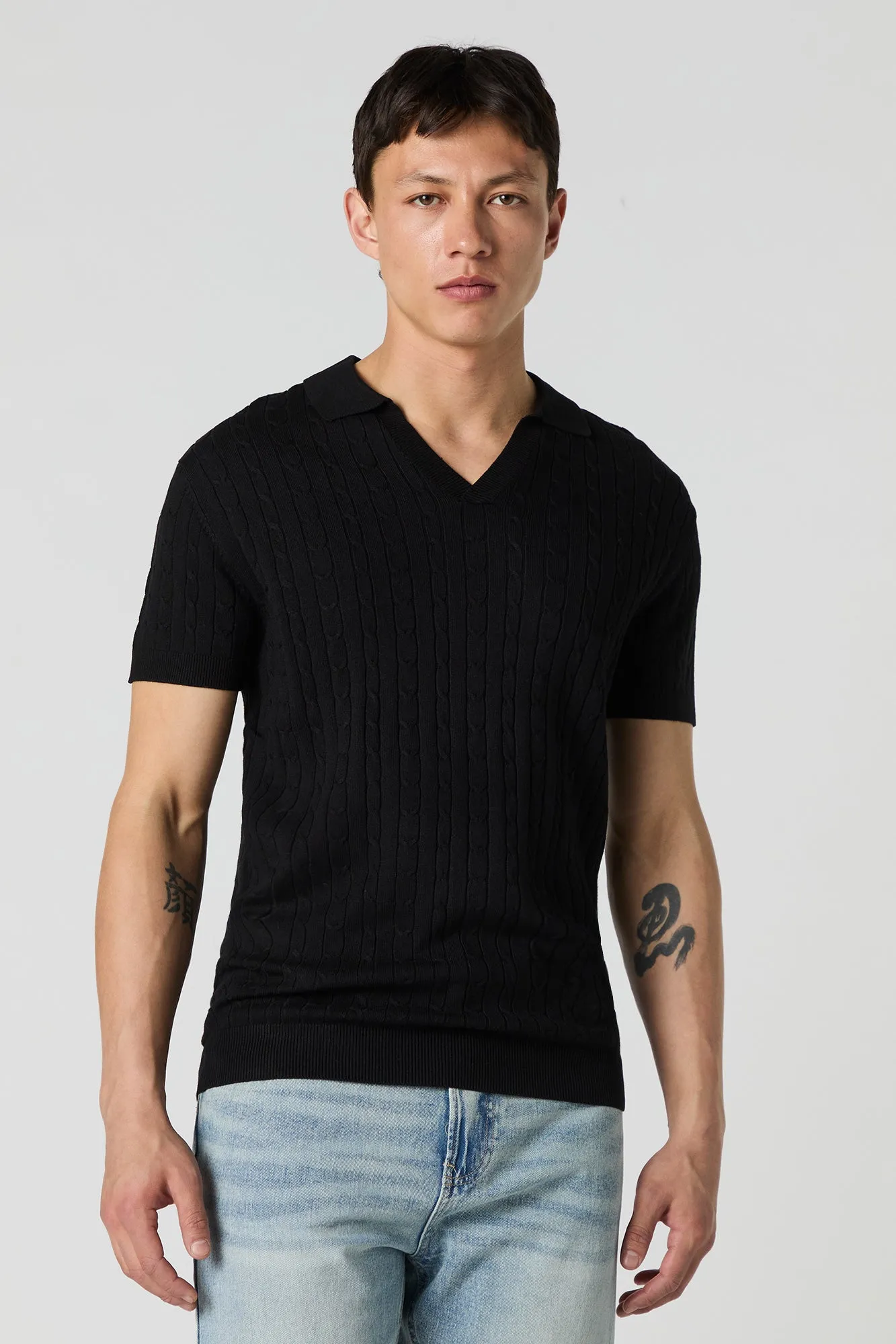 Haut en tricot torsadé avec col et encolure en V sold by Urban Planet product image thumbnail 4