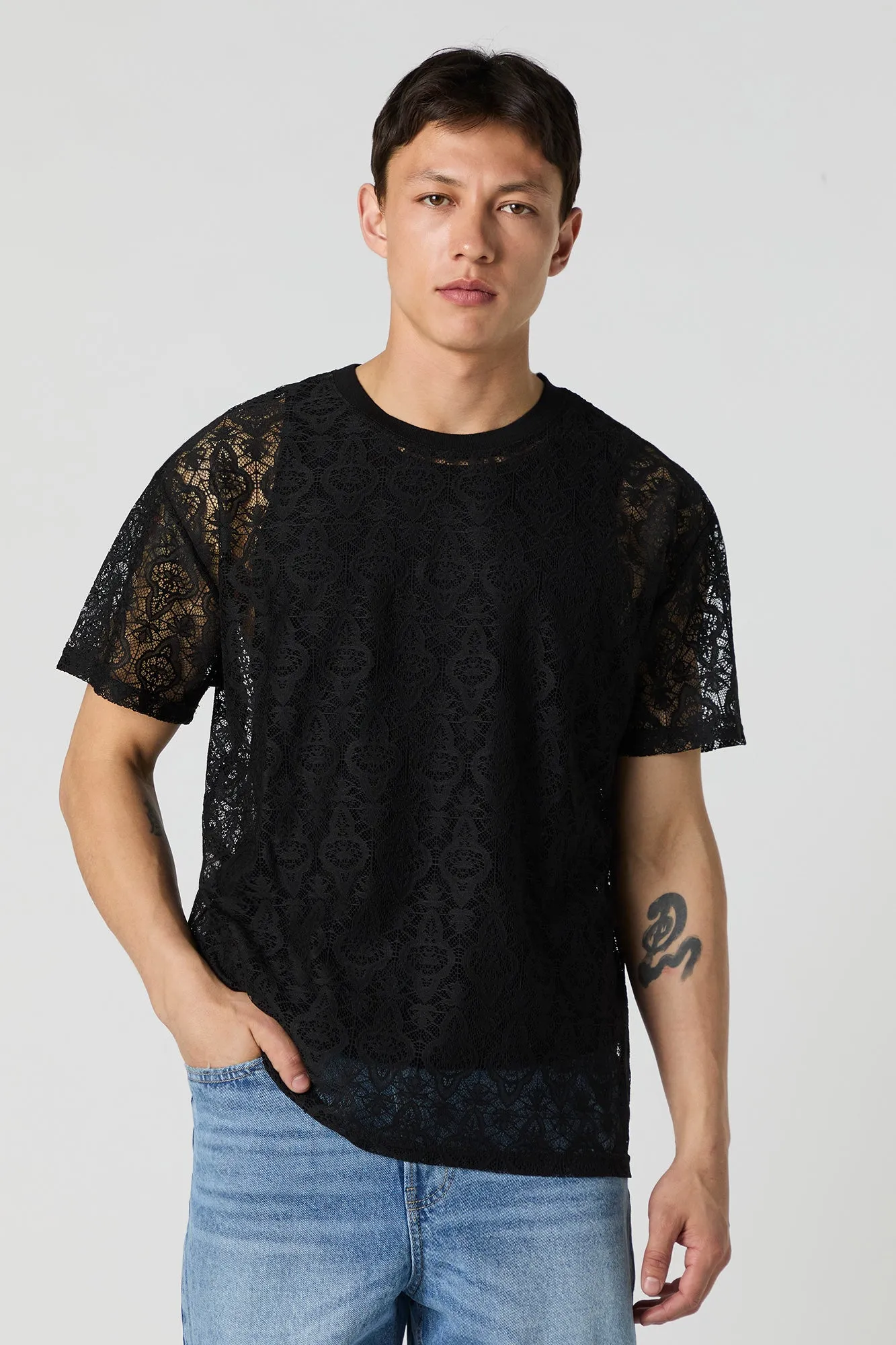 Lace Design T-Shirt sold by Urban Planet product image thumbnail 4