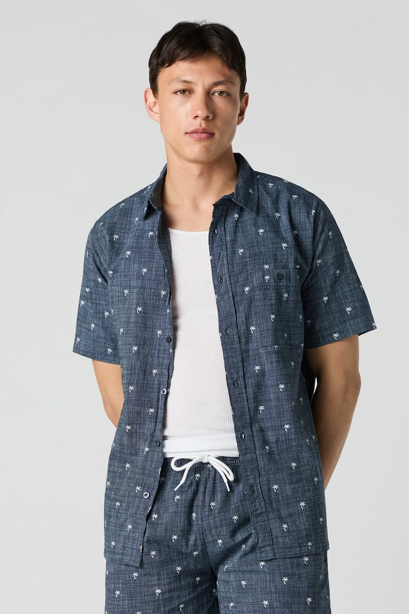 Printed Button-Up Top sold by Urban Planet