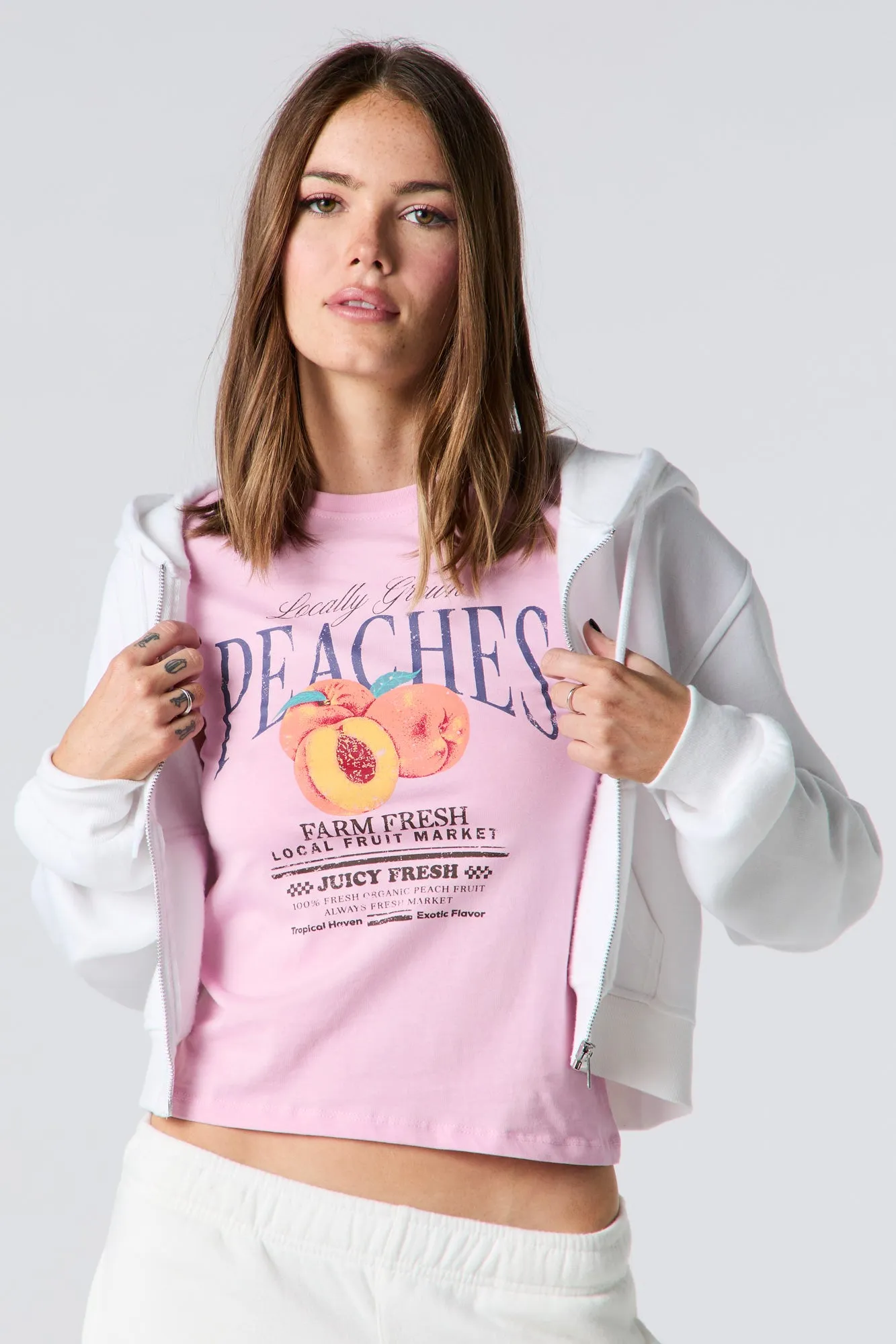 Peaches Graphic Fitted T-Shirt sold by Urban Planet