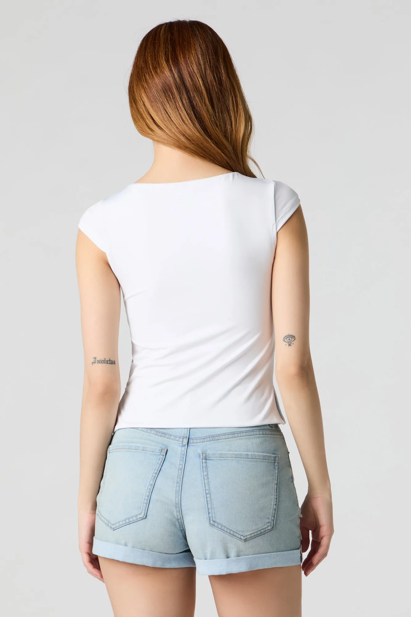 Light Wash Distressed High Rise Denim Short sold by Urban Planet product image thumbnail 2