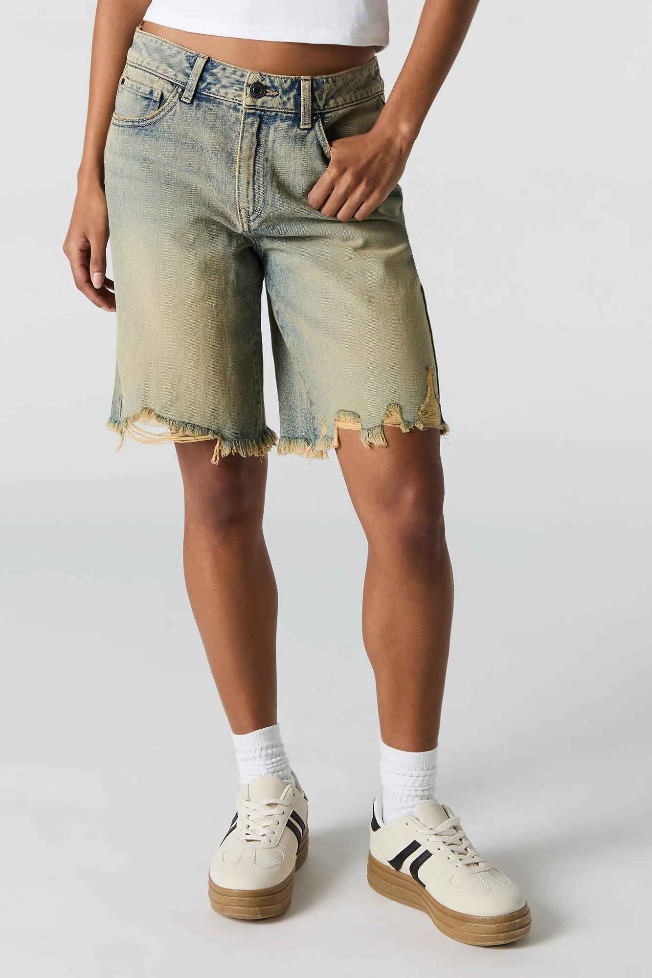 Enzyme Wash Distressed Slouchy Jort sold by Urban Planet product image thumbnail 2