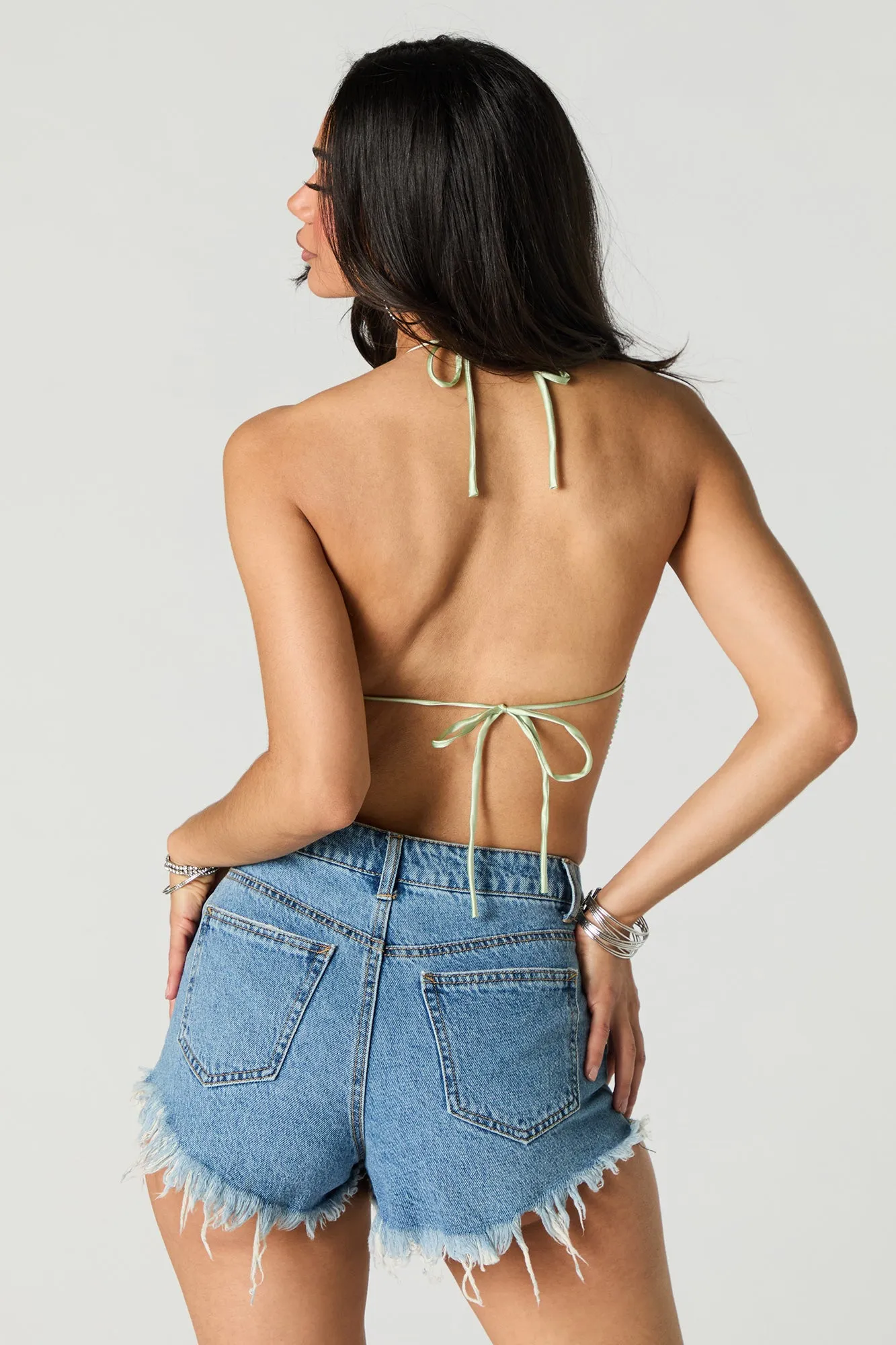 Metal Rhinestone Cowl Neck Crop Top sold by Urban Planet product image thumbnail 2