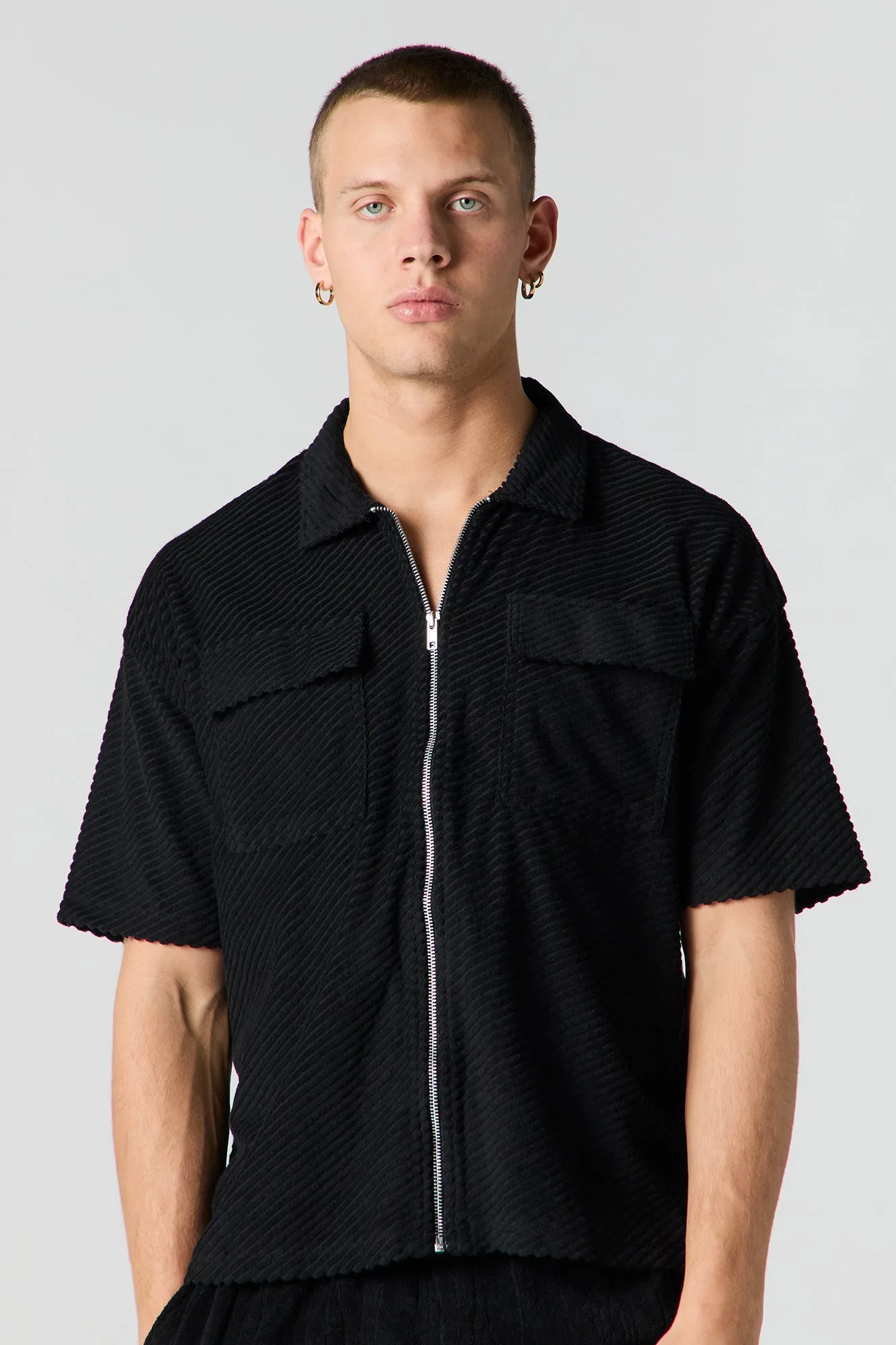 Haut en tricot côtelé à manches courtes avec fermeture à glissière sold by Urban Planet product image thumbnail 4