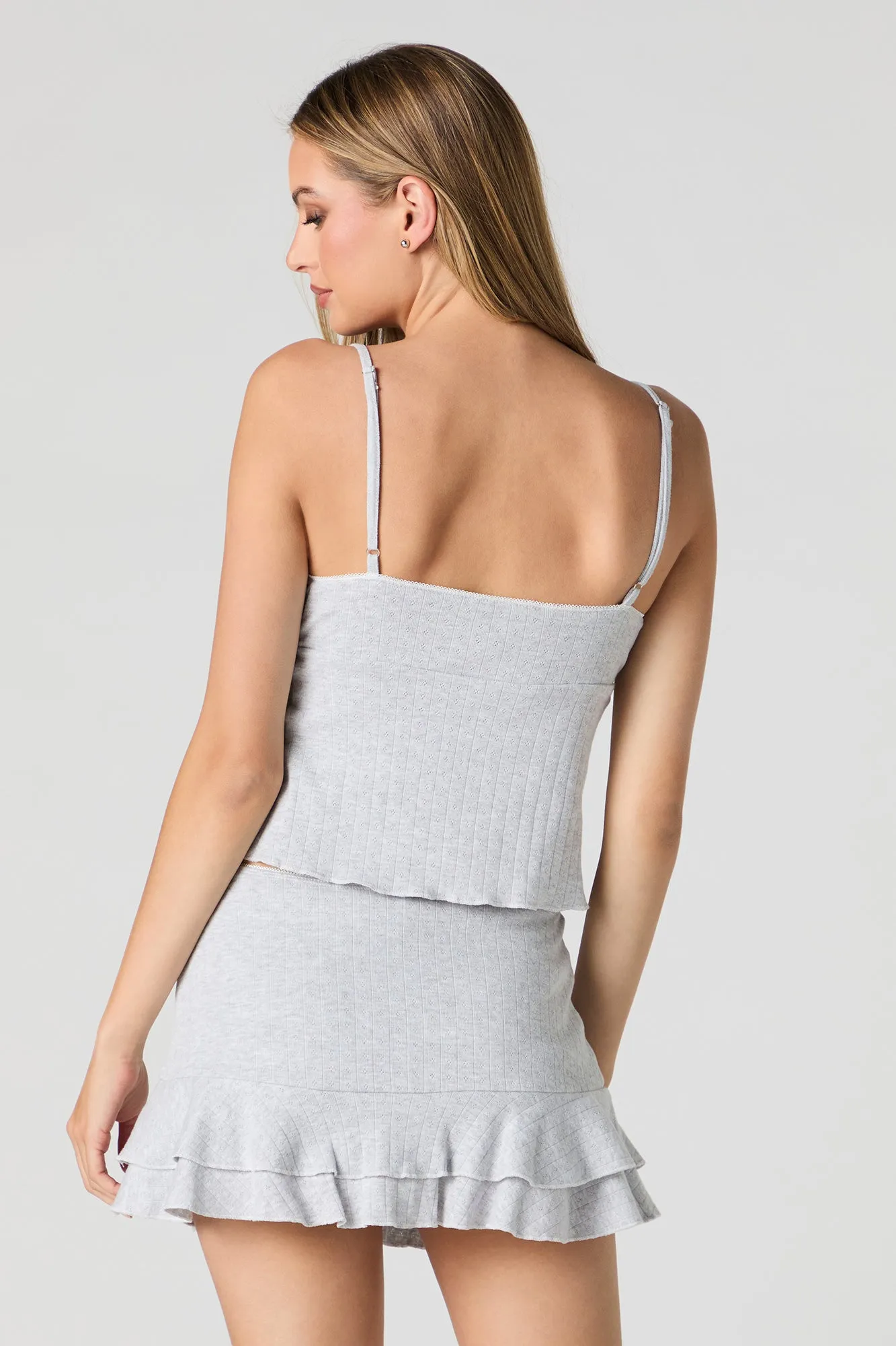 Pointelle Knit Ruffle Mini Skort sold by Urban Planet product image thumbnail 2