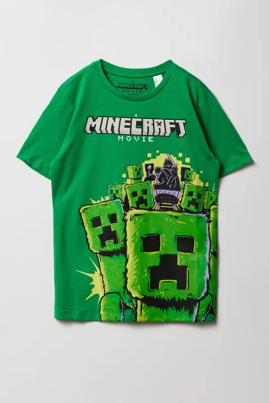 Boys Minecraft Movie Green Graphic T-Shirt sold by Urban Planet