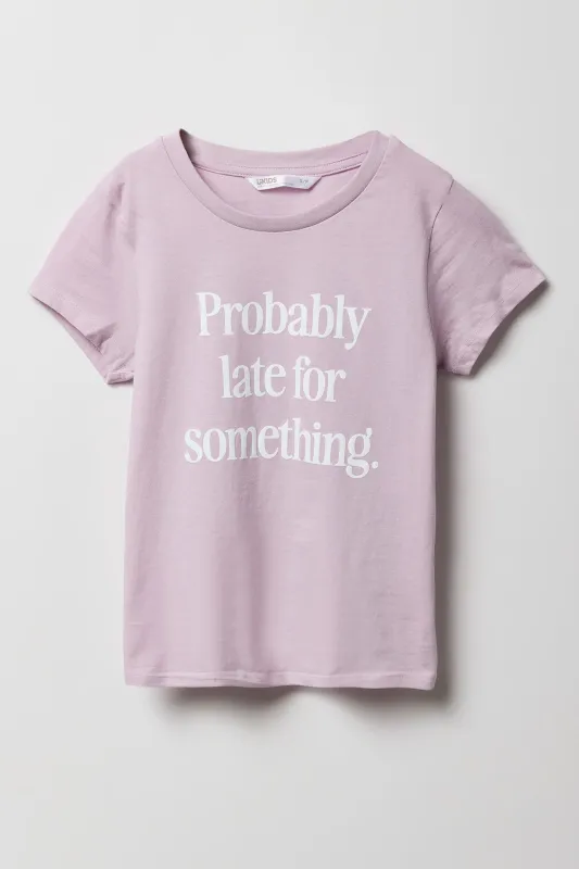 T-shirt à imprimé Probably Late pour fille sold by Urban Planet