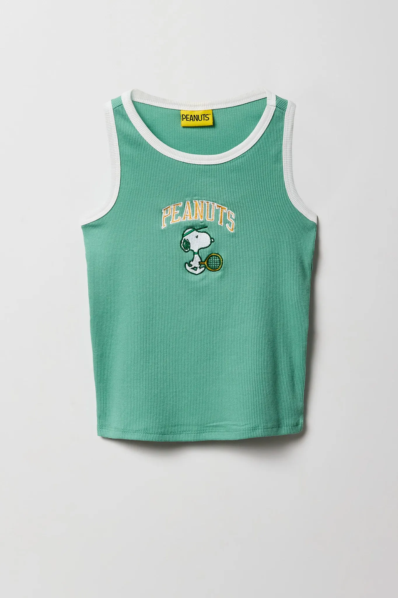 Girls Peanuts Embroidered Ribbed Tank sold by Urban Planet