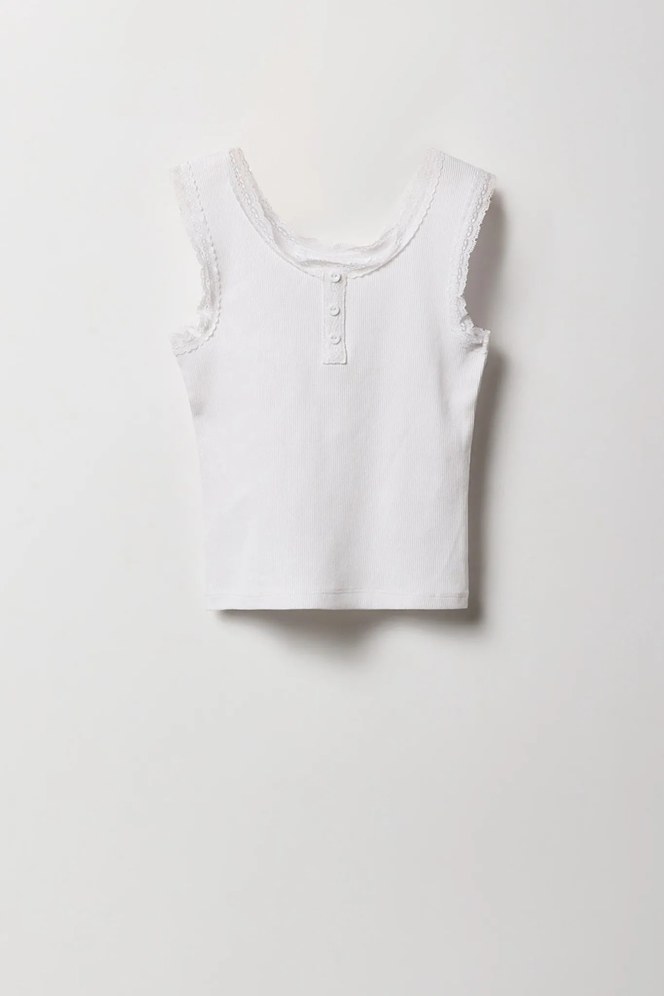 Girls Ribbed Lace Henley Tank sold by Urban Planet product image thumbnail 5