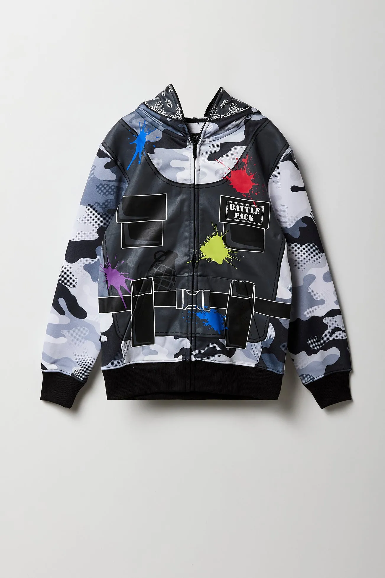 Haut à capuchon en molleton à glissière et imprimé Paintball Pro pour enfants sold by Urban Planet product image thumbnail 2